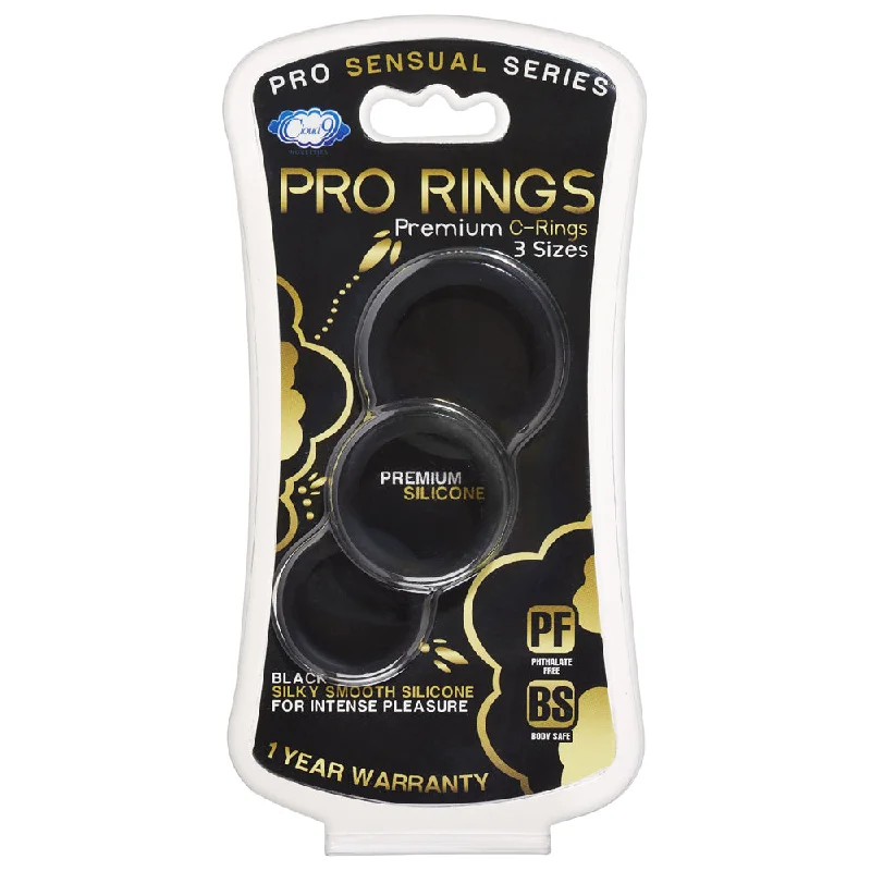 Cloud 9 Pro Sensual Silicone Cock Ring 3 Pack Black