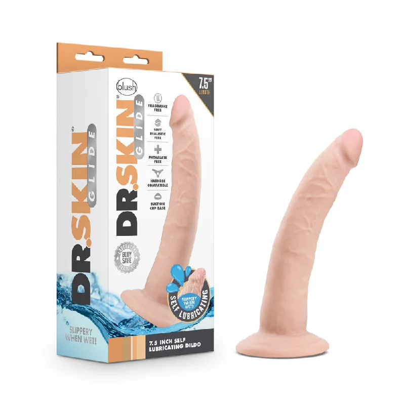 Dr. Skin Glide 7.5'' Self Lubricating Dildo Vanilla