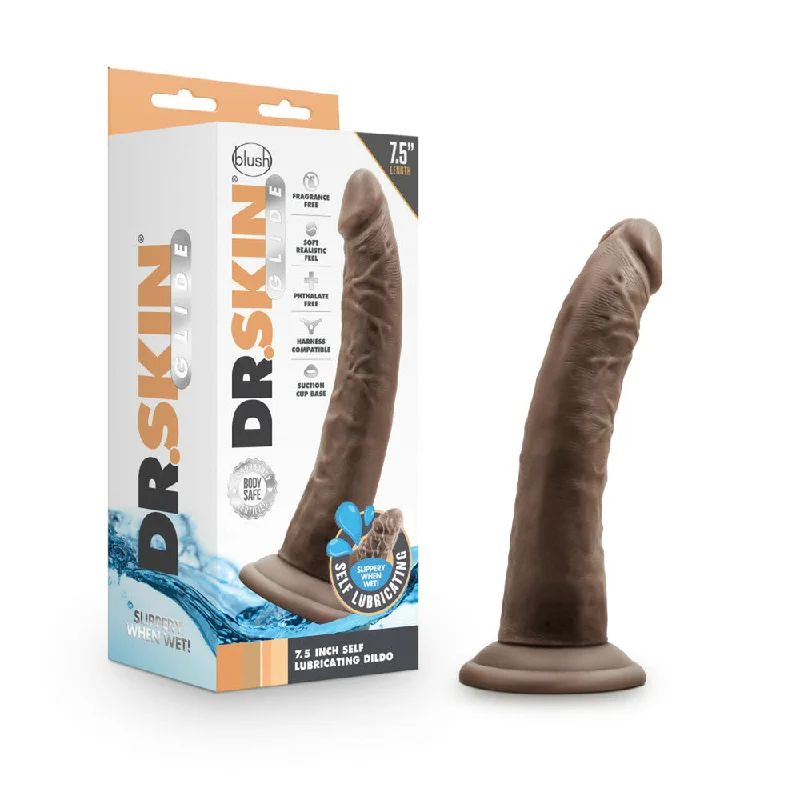 Dr. Skin Glide 7.5" Self Lubricating Dildo Chocolate