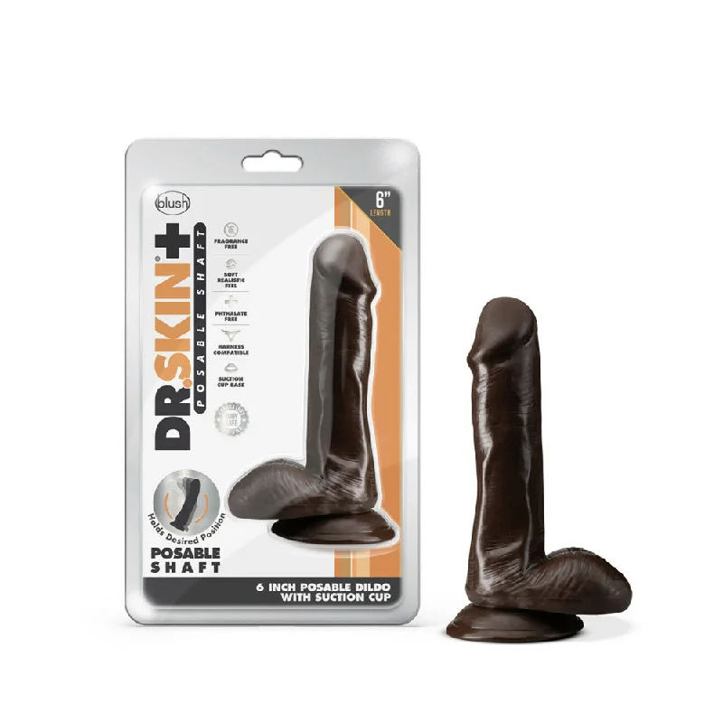 Dr. Skin Plus 6" Posable Dildo With Balls Chocolate