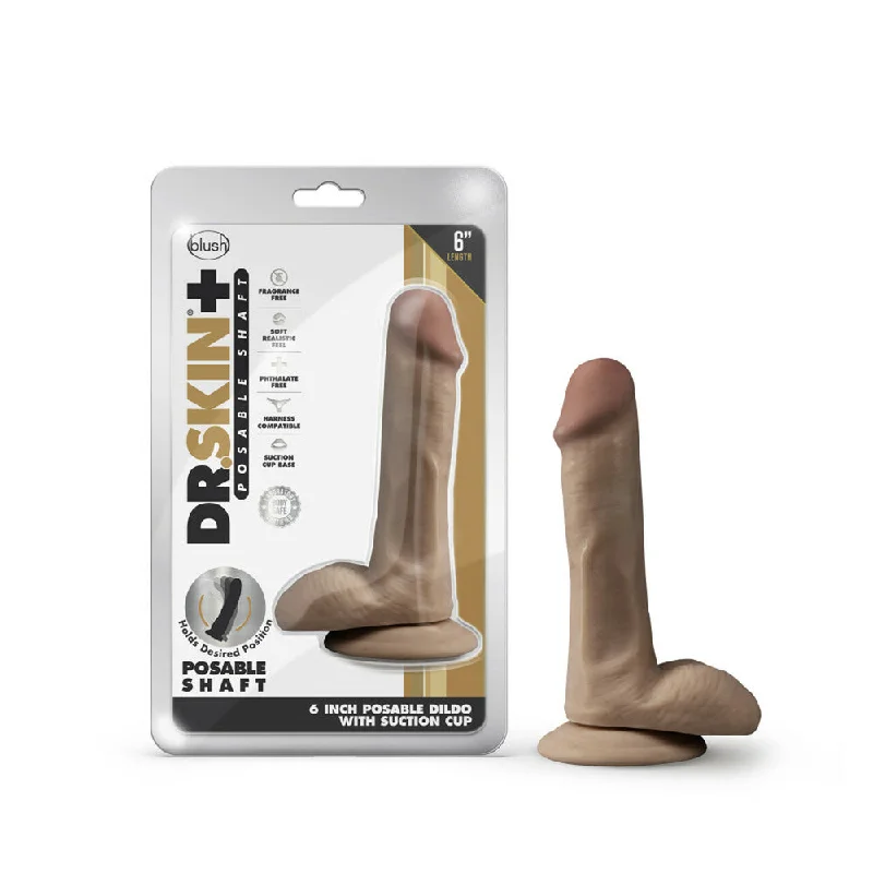 Dr. Skin Plus 6" Posable Dildo With Balls Mocha