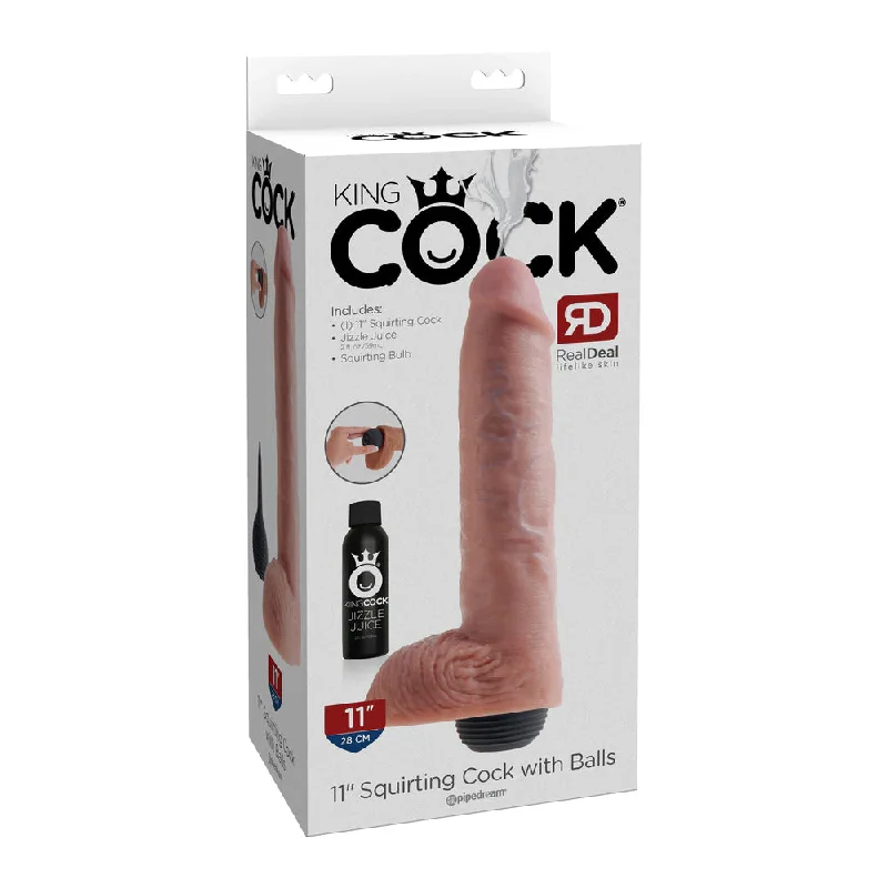 King Cock 11" Squirting Cock w/ Balls Flesh