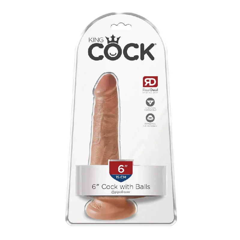 King Cock 6" Cock With Balls Tan