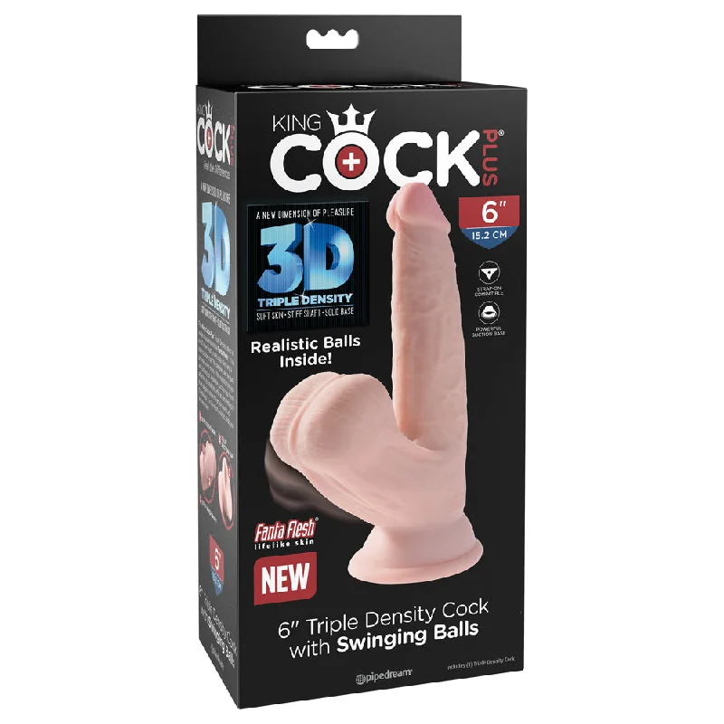 King Cock Plus 6" Triple Density Cock With Swinging Balls