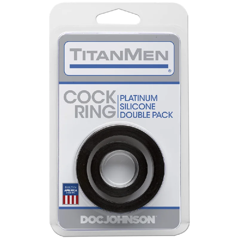 Titanmen Silicone Cock Rings Double Pack Black