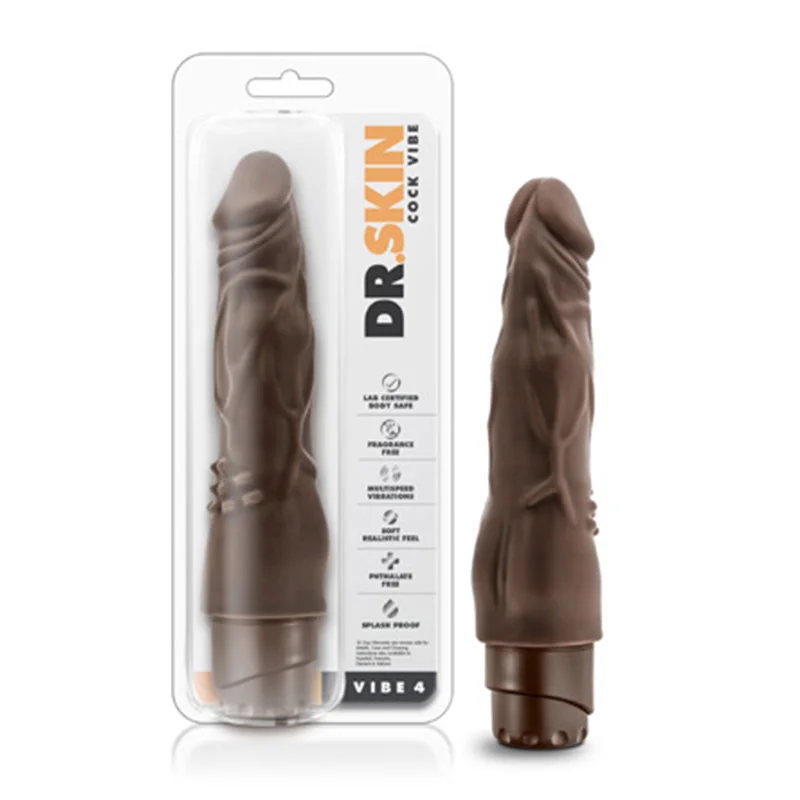 Blush Dr. Skin Vibe 4 Realistic 8 in. Vibrating Dildo Brown