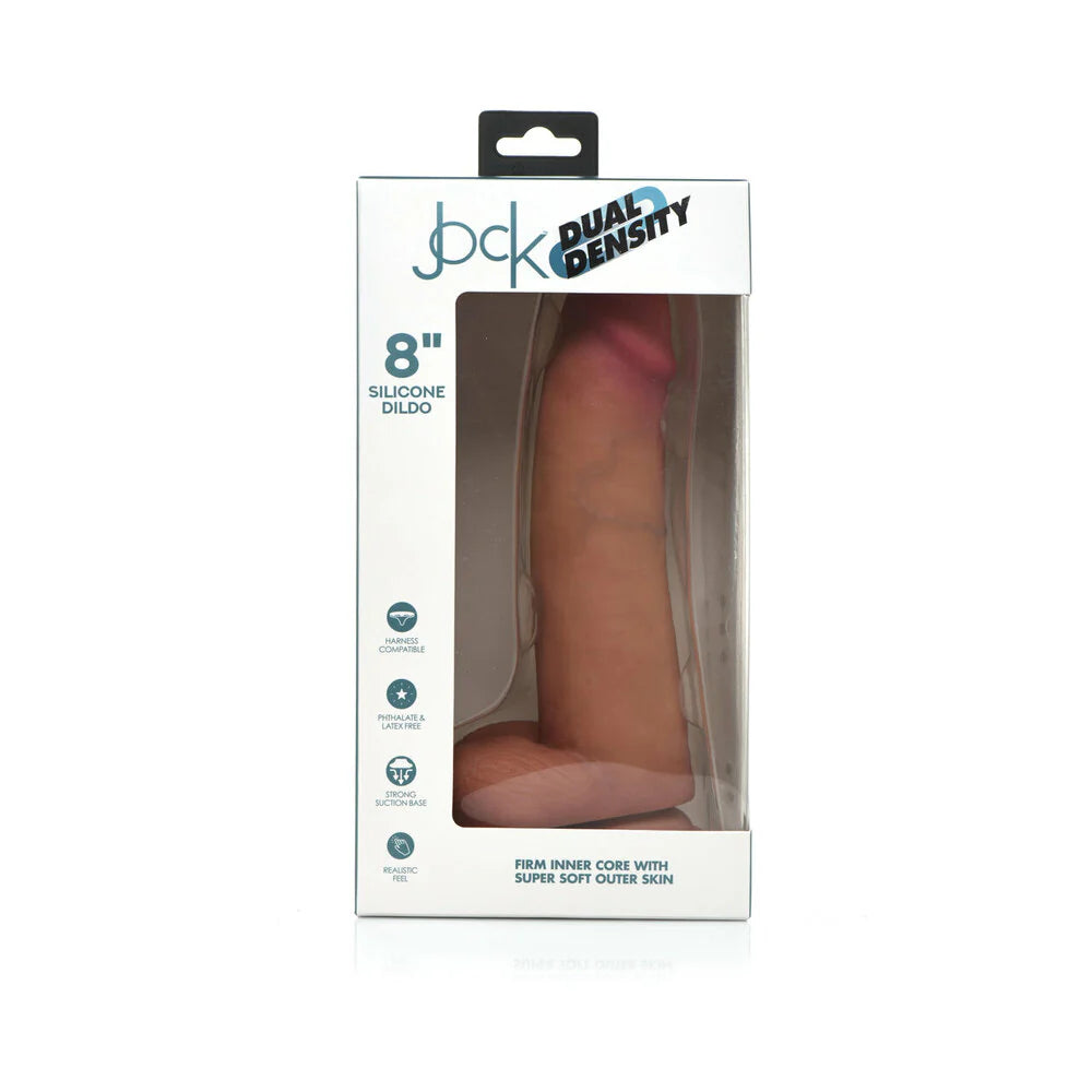 Curve Toys Jock Dual Density 8 in. Silicone Dildo with Balls & Suction Cup