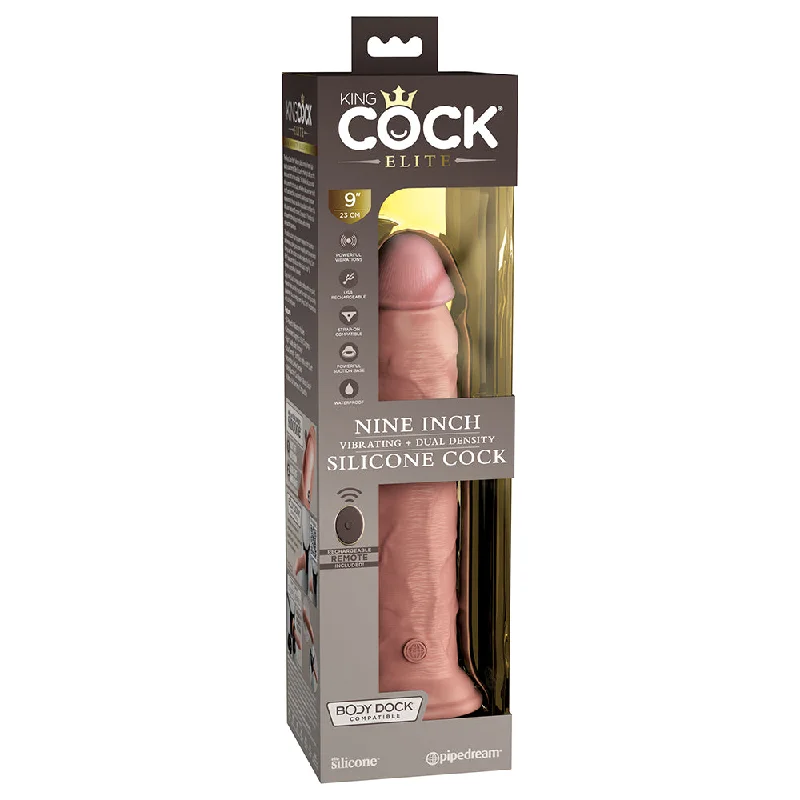 King Cock Elite Vibrating Silicone Dual-density Cock With Remote 9 In. Light