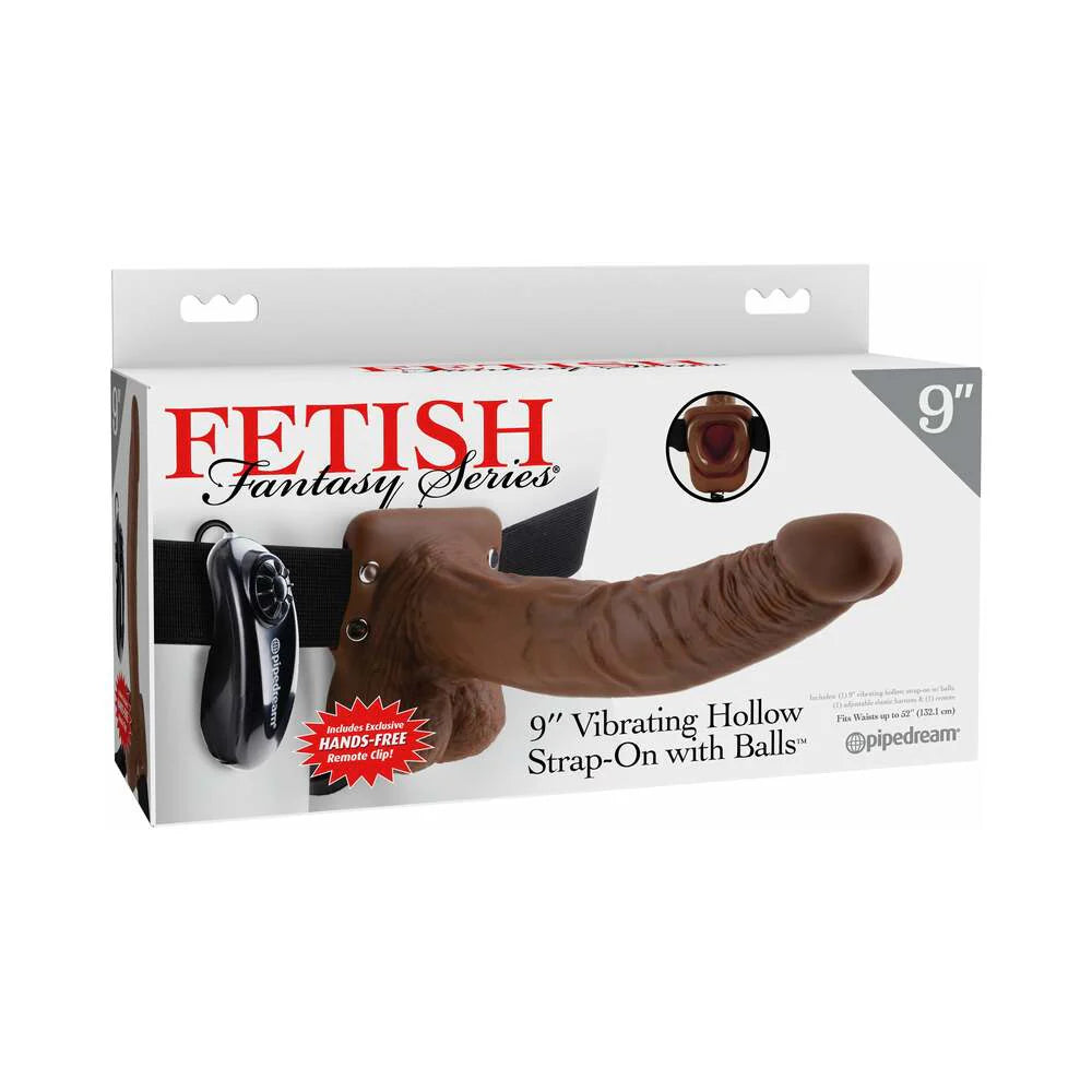 Pipedream Fetish Fantasy Series 9 in. Vibrating Hollow Strap-On with Balls