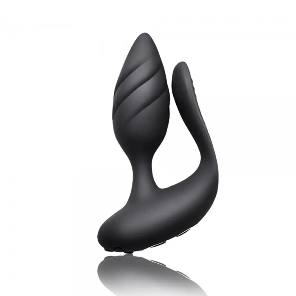 Rocks off Silicone Black Rechargeable Clit and G-spot Vibrator with Remote