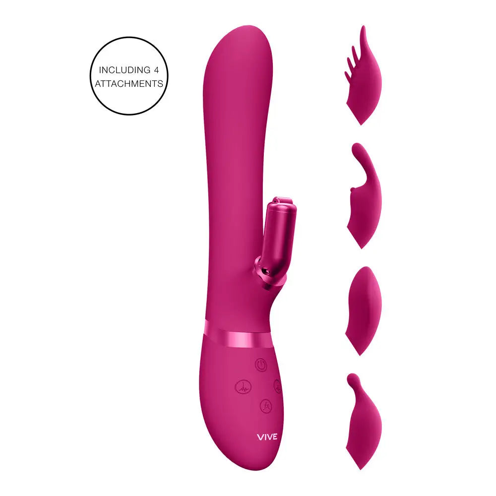 Shots Silicone Pink Rechargeable Rabbit Vibrator with 3 Interchangeable Heads