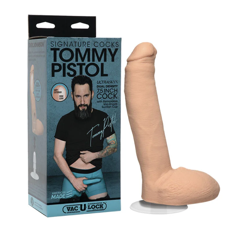 Signature Cocks Tommy Pistol 7.5 Inch ULTRASKYN Cock with Removable Vac-U-Lock Suction Cup Vanilla