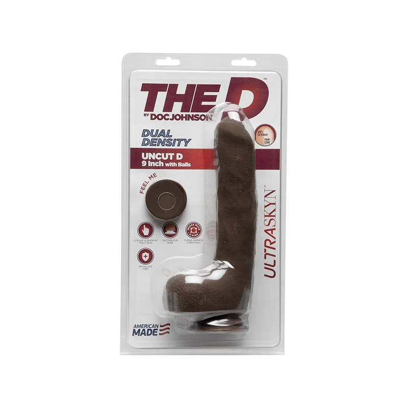 The D - Uncut D - 9 in w/ Balls - ULTRASKYN Chocolate