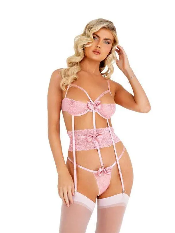 Pink Bow Underwire Teddy