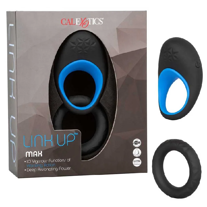 Link Up Max Vibrating Silicone Cock Ring by Cal Exotics Black/Blue