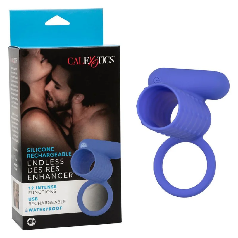 Silicone Rechargeable Endless Desires Vibrating Erection Enhancer Blue