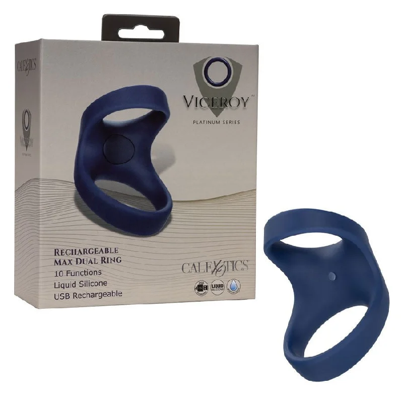 Viceroy Silicone Rechargeable Max Dual Vibrating Cock Ring Blue